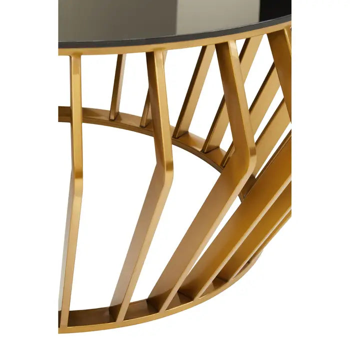 Ankara Gold Round Coffee Table with Black Glass