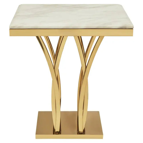 Athens White Marble And Gold Side Table