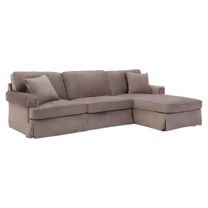 Ryder Three Seat Mink Velvet Chaise Sofa