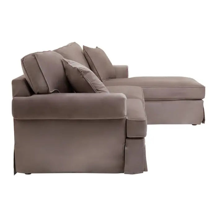 Ryder Three Seat Mink Velvet Chaise Sofa