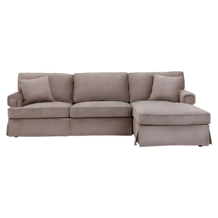 Ryder Three Seat Mink Velvet Chaise Sofa