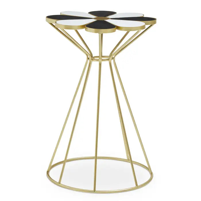 Jamie Black And White Petal End Table