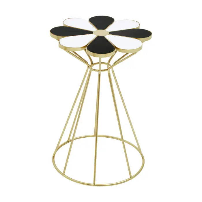 Jamie Black And White Petal End Table