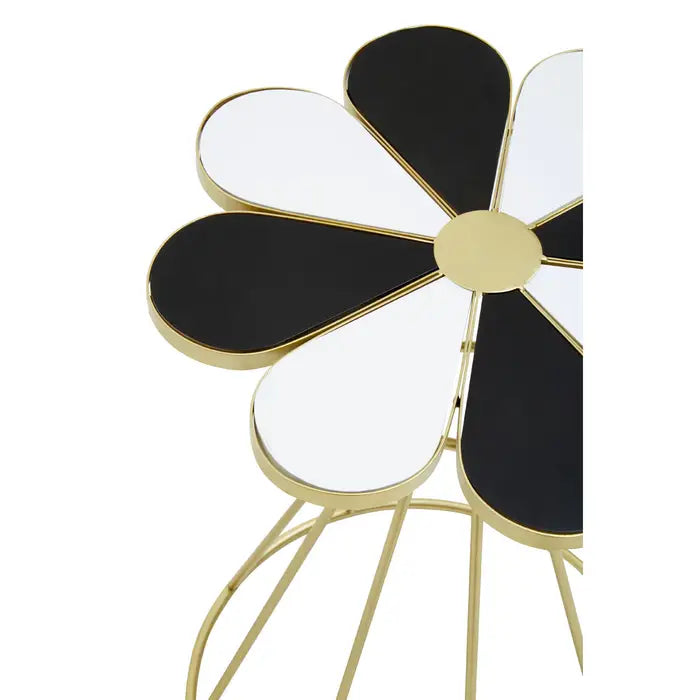 Jamie Black And White Petal End Table