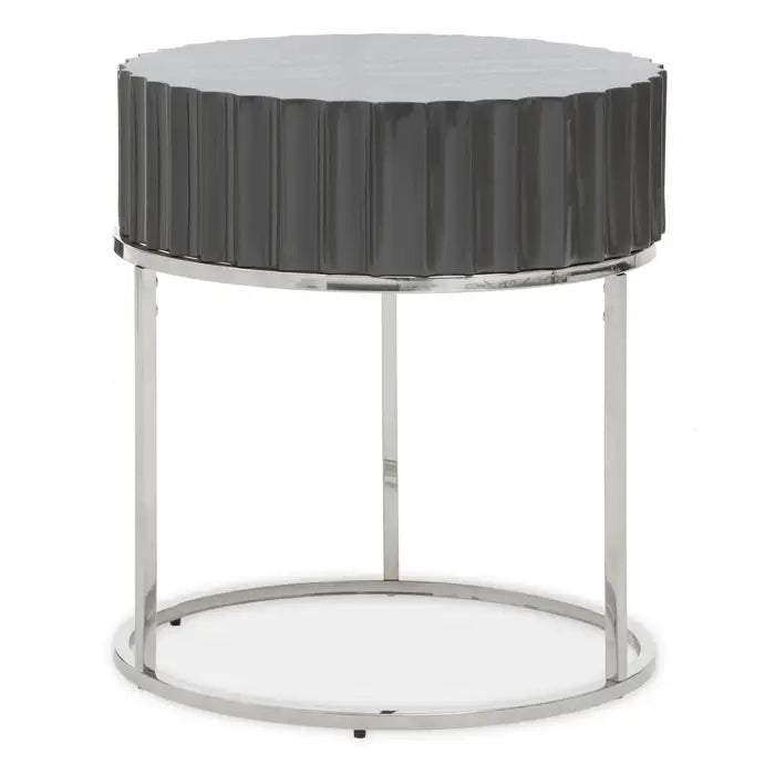 Geneva Grey Hi Gloss Finish Round End Table