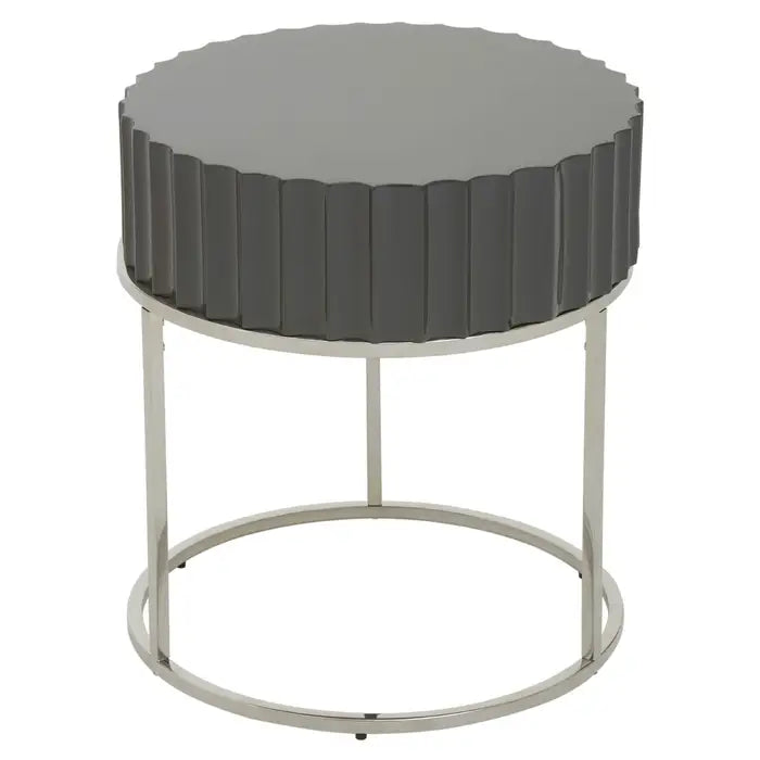 Geneva Grey Hi Gloss Finish Round End Table
