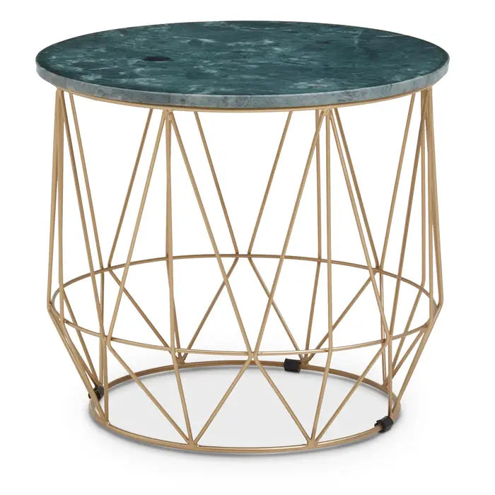Mandela Green Side Table With Gold Frame