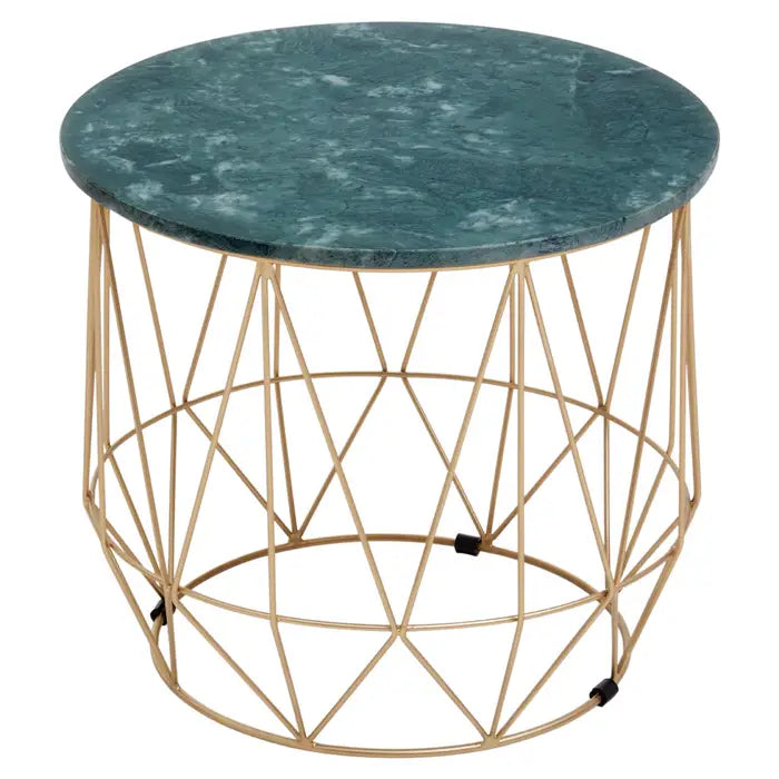 Mandela Green Side Table With Gold Frame