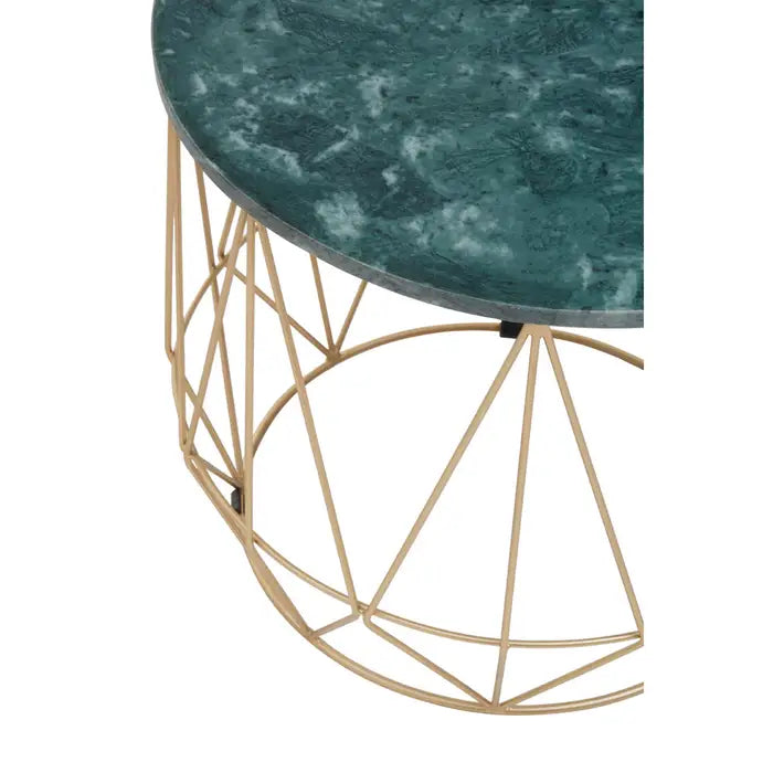 Mandela Green Side Table With Gold Frame