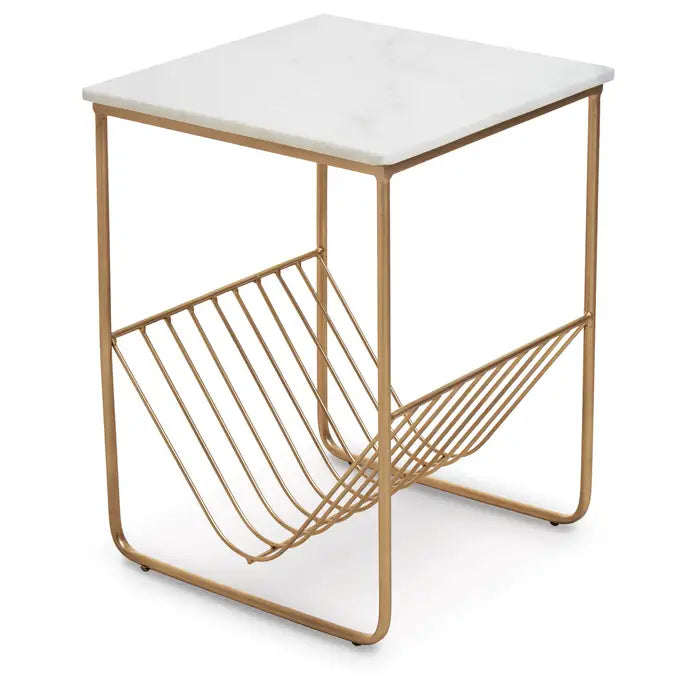 Mandela White Marble Rack Side Table