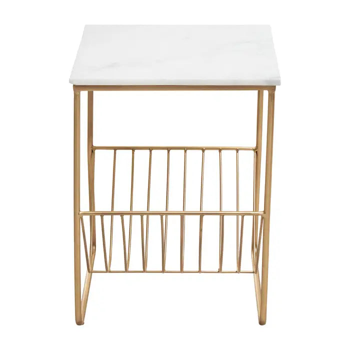 Mandela White Marble Rack Side Table
