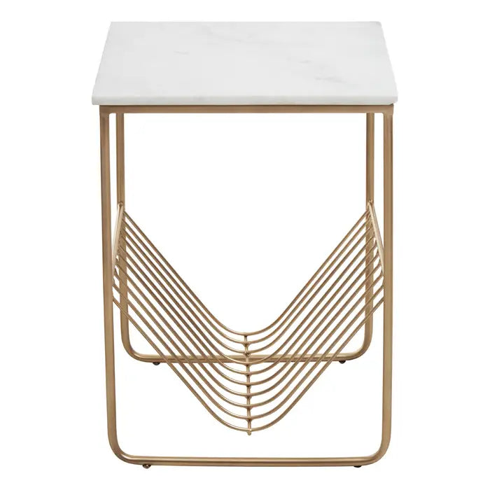 Mandela White Marble Rack Side Table
