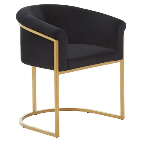 Vogue Black Velvet And Matte Gold Dining Chair