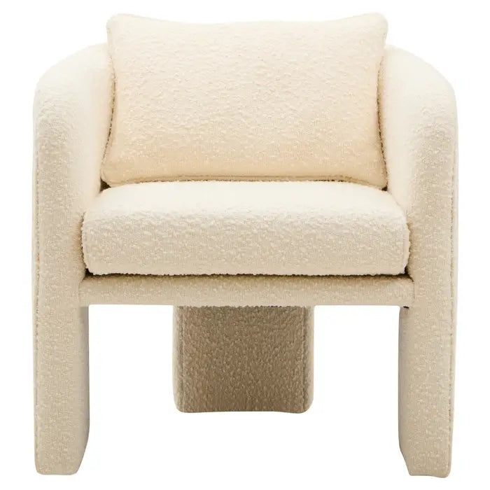 Ozzy Ivory Boucle Fabric Armchair