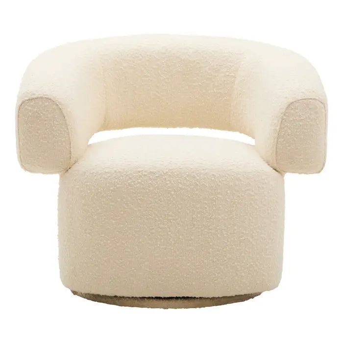 Oliveira Ivory Boucle Fabric Revolving Armchair