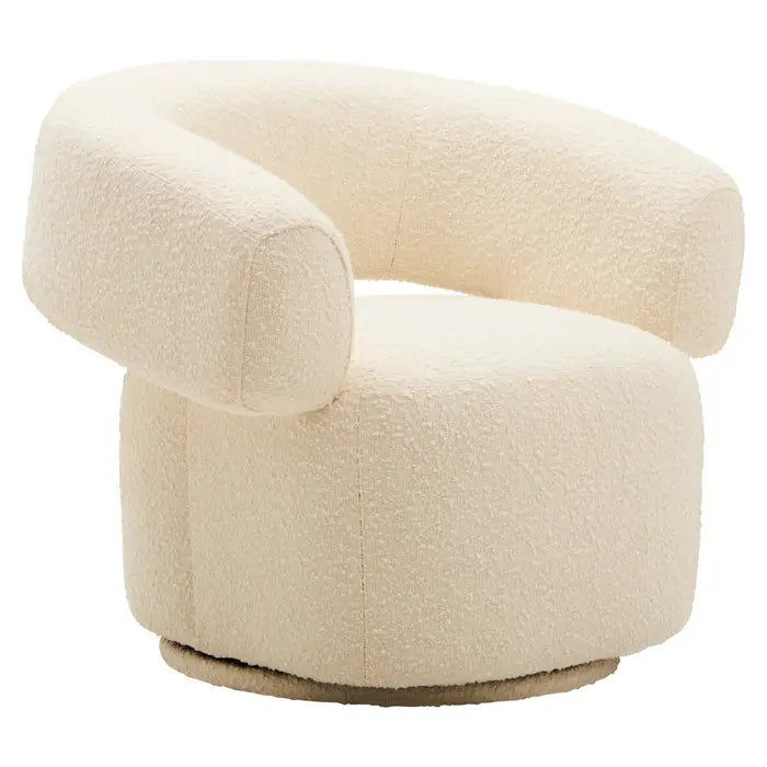 Oliveira Ivory Boucle Fabric Revolving Armchair