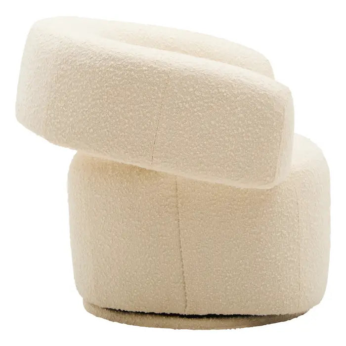 Oliveira Ivory Boucle Fabric Revolving Armchair
