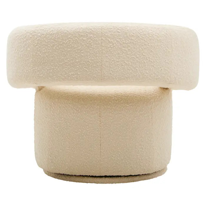 Oliveira Ivory Boucle Fabric Revolving Armchair