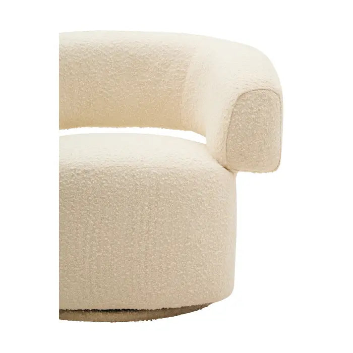 Oliveira Ivory Boucle Fabric Revolving Armchair