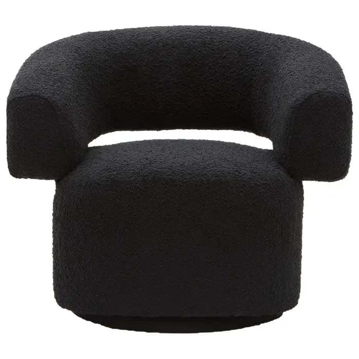 Oliveira Black Boucle Fabric Revolving Armchair