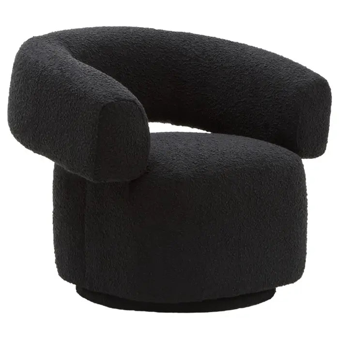 Oliveira Black Boucle Fabric Revolving Armchair