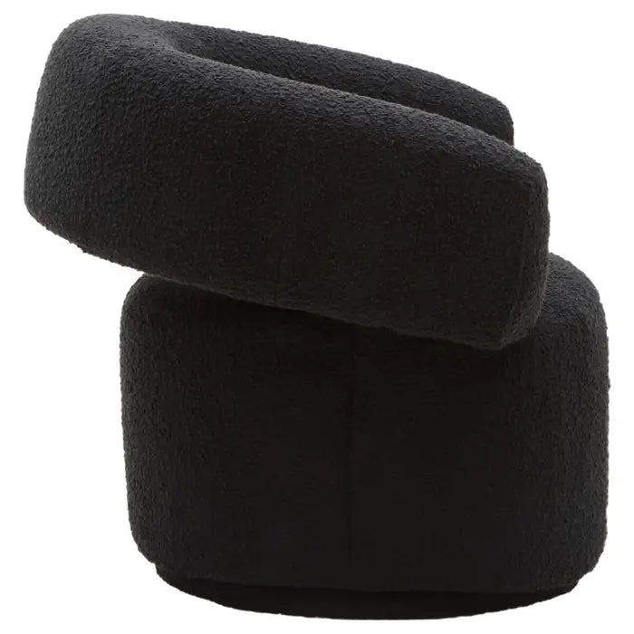 Oliveira Black Boucle Fabric Revolving Armchair