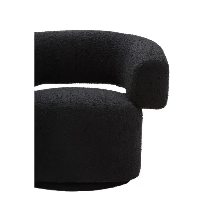 Oliveira Black Boucle Fabric Revolving Armchair
