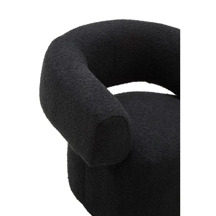 Oliveira Black Boucle Fabric Revolving Armchair