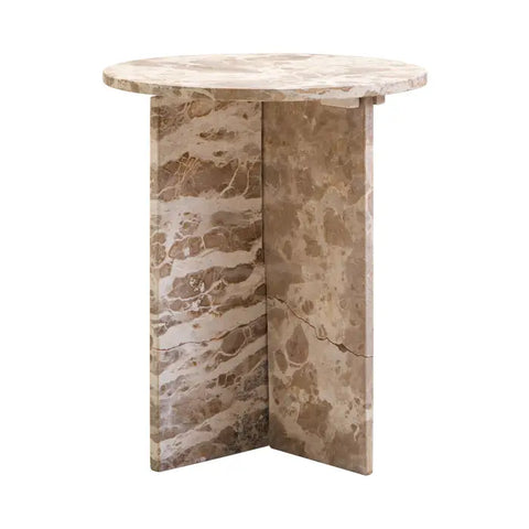 Santino Round Chocolate Marble Side Table