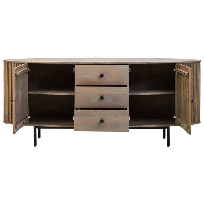 Torino Three Drawer Grey Mango Wood Sideboard