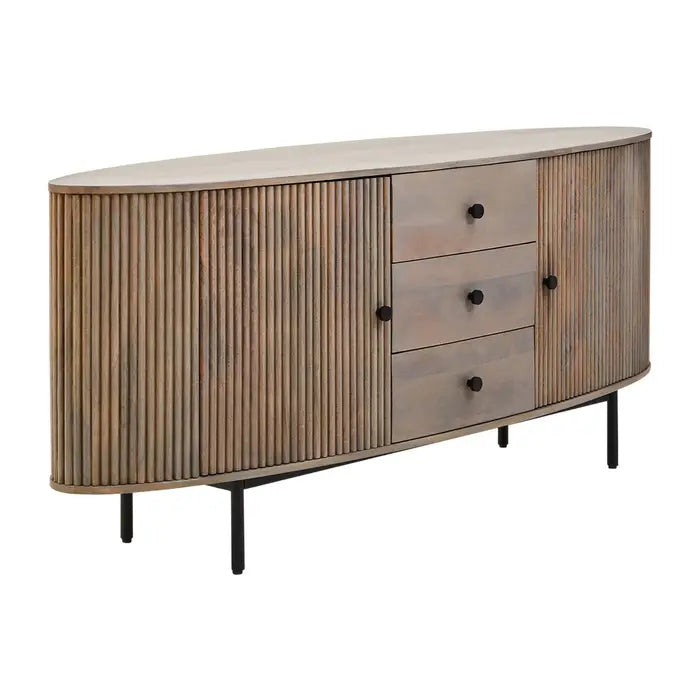 Torino Three Drawer Grey Mango Wood Sideboard
