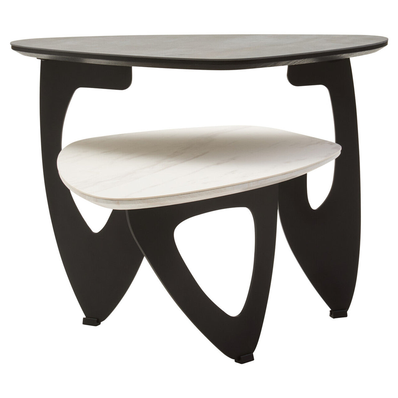 2 Tier Small Asymmetrical Ceramic Coffee Table