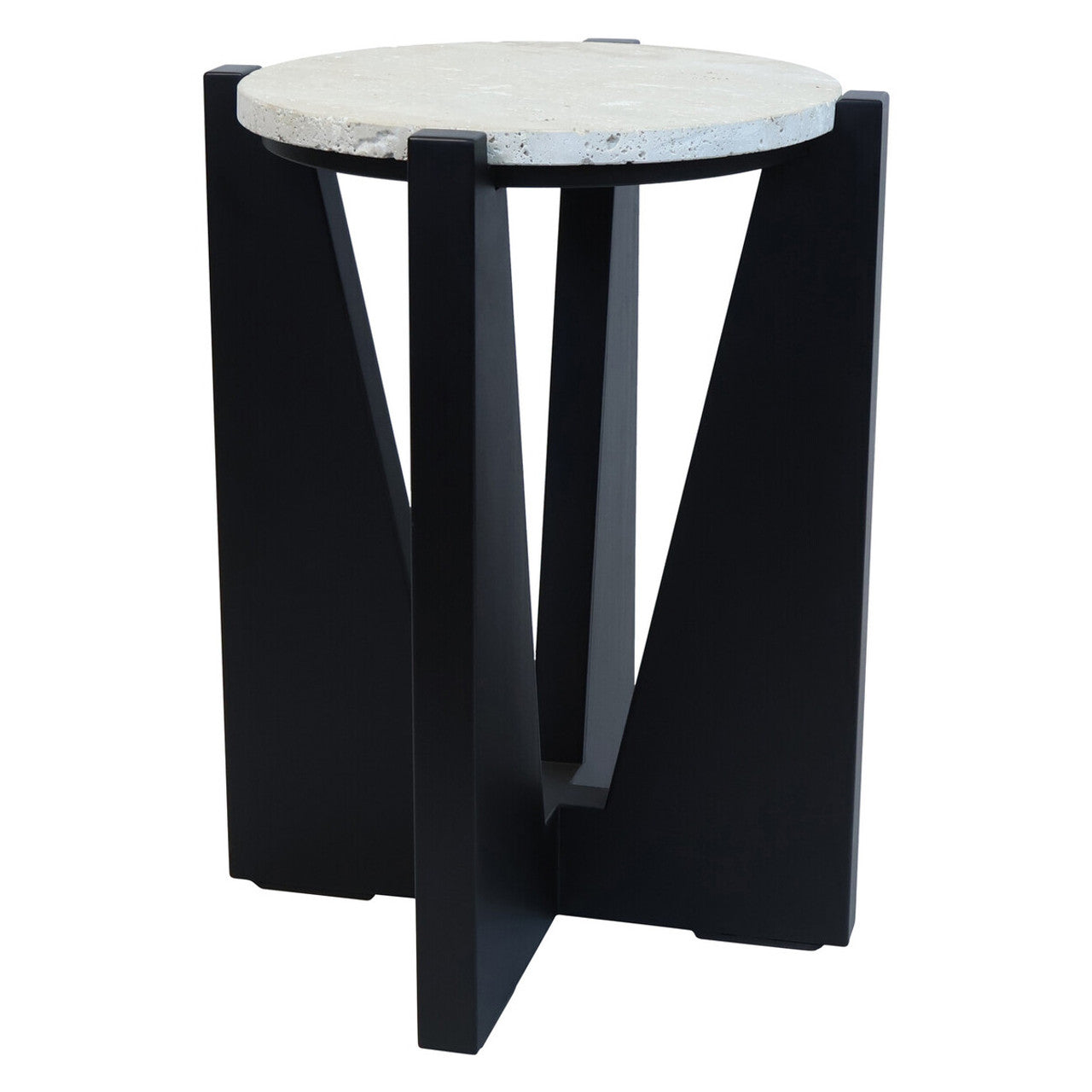 Wamen Top Side Table With Black Acacia Wood Frame