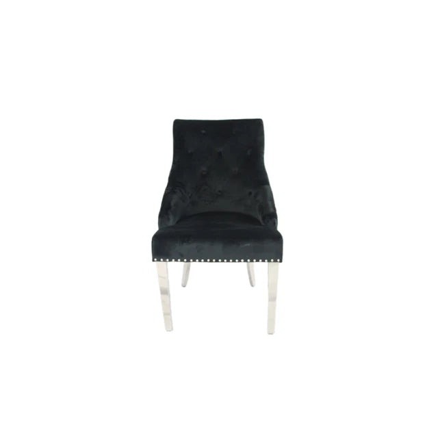 Roma Black Chair Lion Knocker/Chrome Legs
