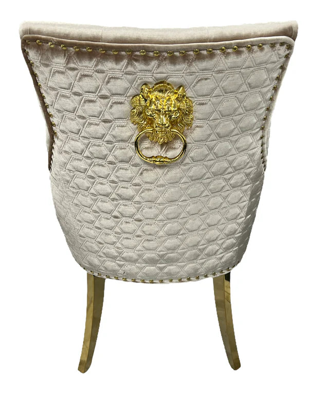 G-Roma Mink Chair Lion Knocker/Gold Legs