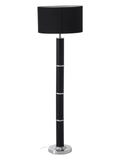 Halah Black Snake Leather Effect Floor Lamp with Chrome Base and Black Shade
