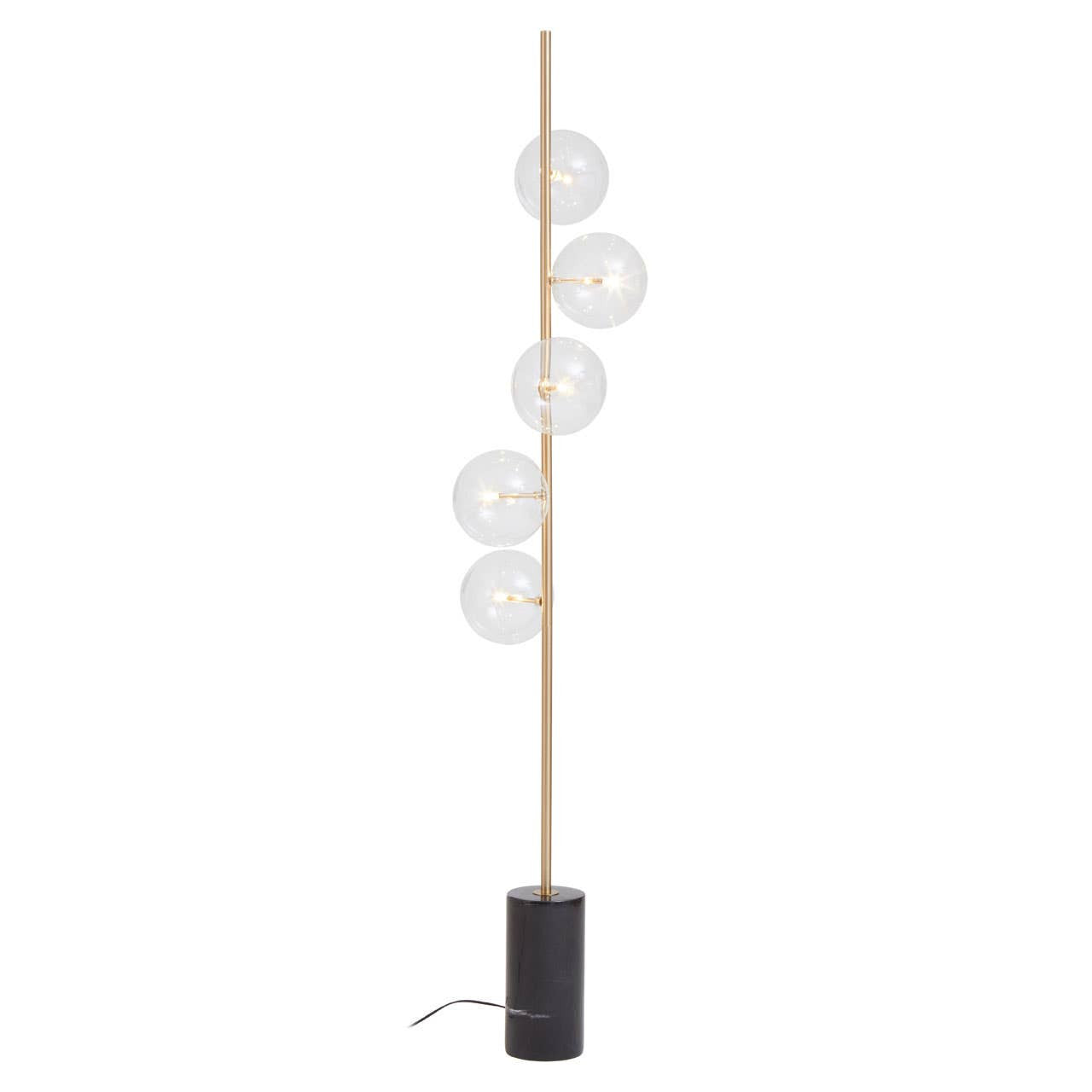 Abula Five Bulb Black Marble Base Floor Lamp
