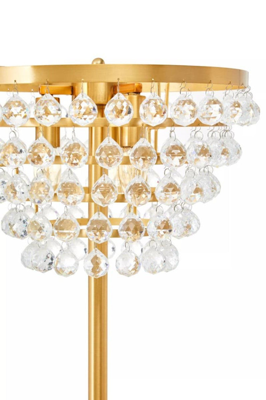 Hasen Clear Crystal Floor Lamp with Gold Metal