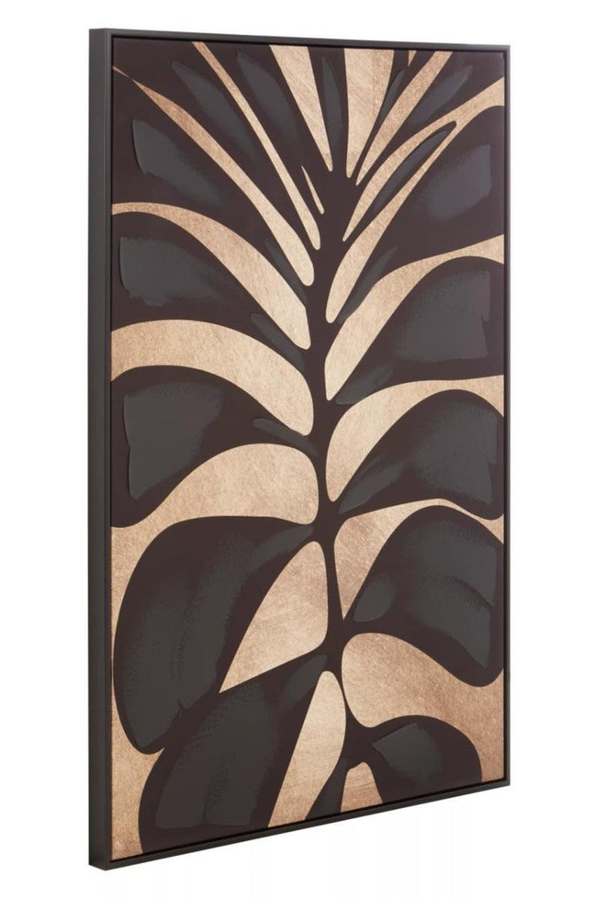 Asetto Canvas Black Leaf Design Wall Art