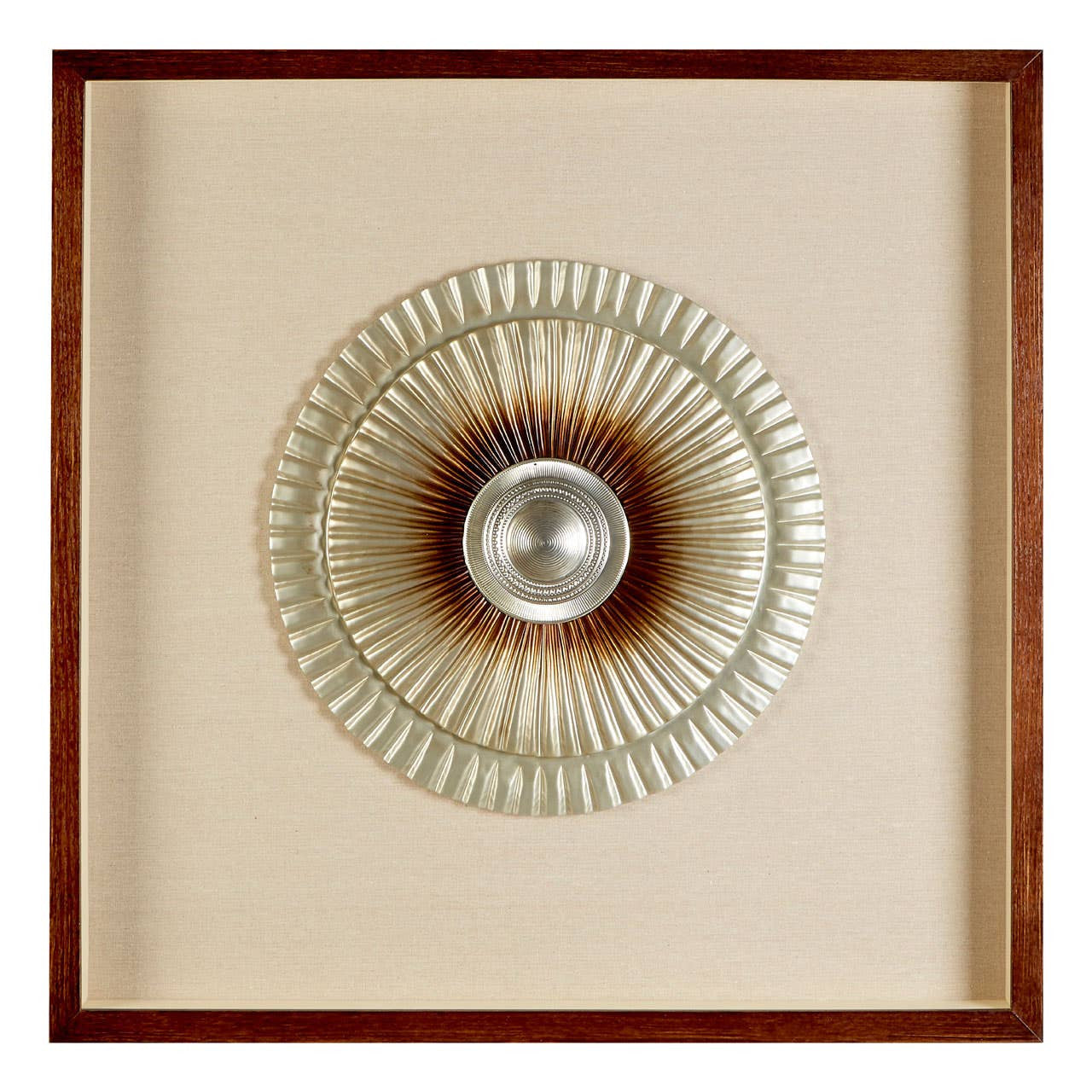 Nalta Framed Silver Round Carving Wall Art