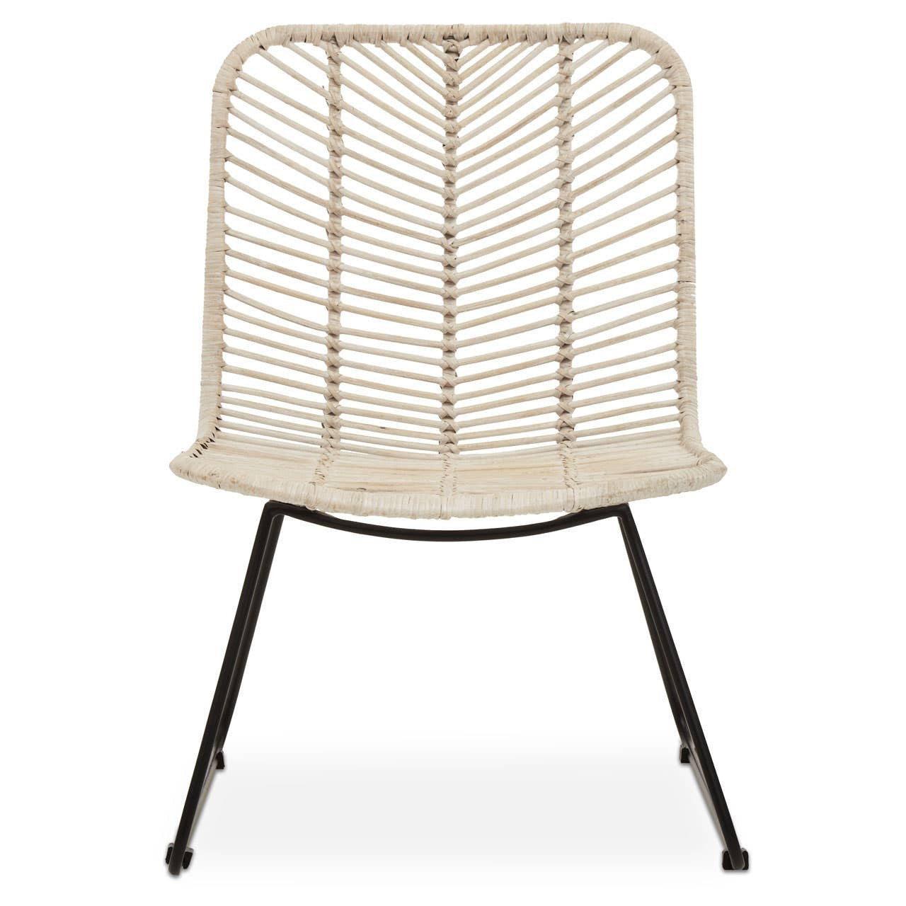 Jivul Natural Rattan Black Metal Chair
