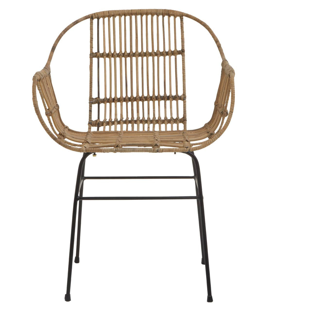 Jivul Natural Rattan With Black Metal Armchair