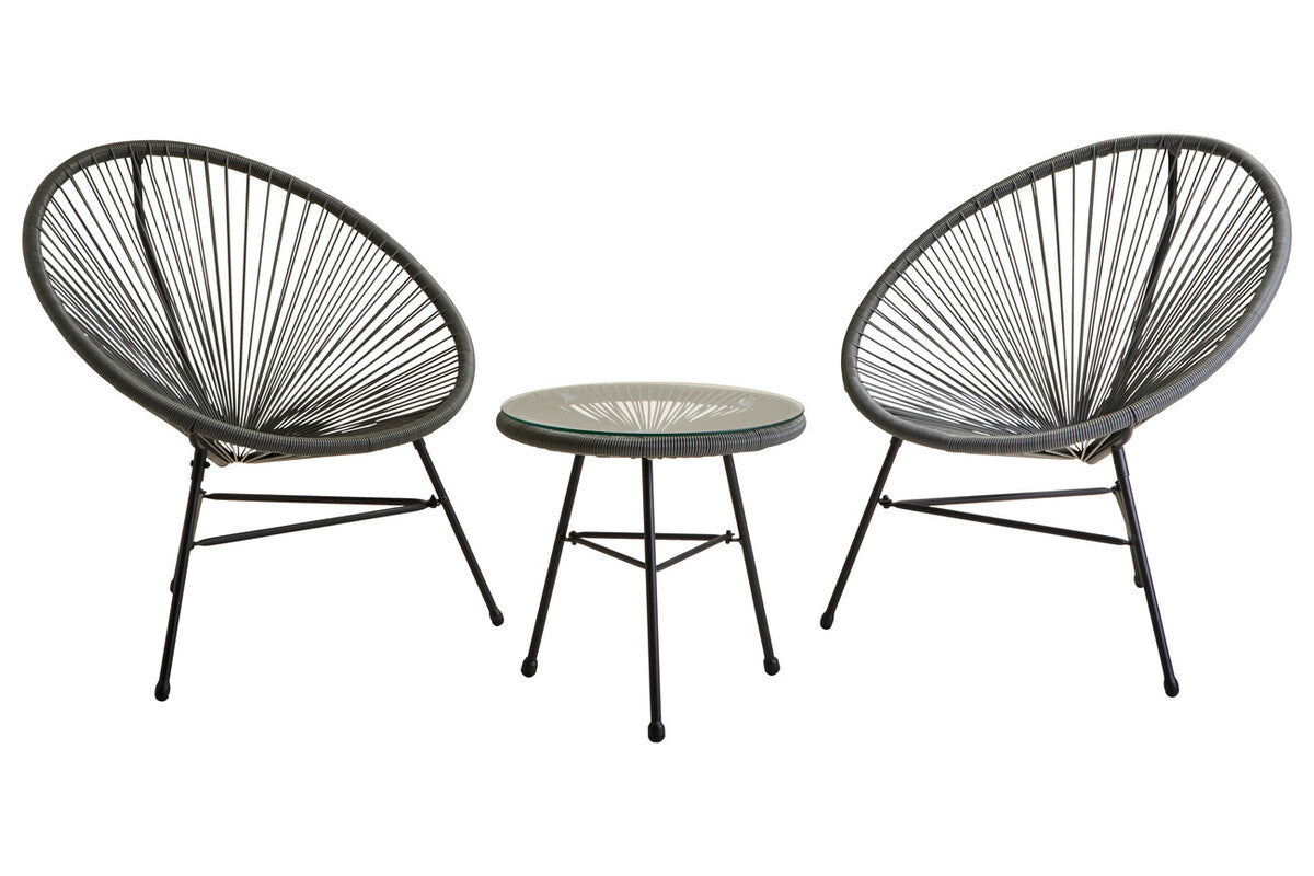 Grey 3 Piece Rattan Patio Set