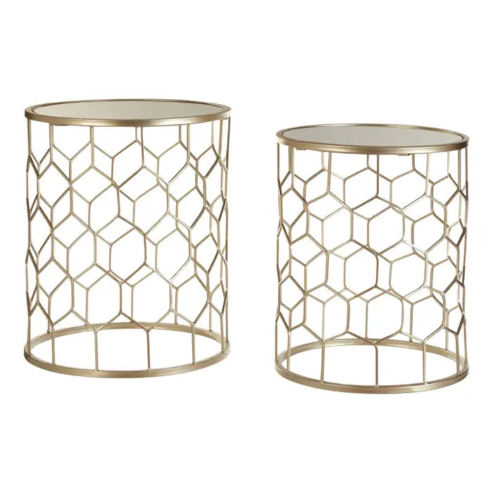 Set Of Two Honeycomb Side Tables.